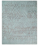 Contemporary 8x10 Silver and Pink Modern Abstract Handmade Wool Area Rug