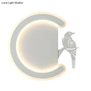 DecorBites™ Contemporary Acrylic C-Shape Wall Sconce Light with Bird Design – LED Lamp in Warm/White Light
