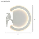 DecorBites™ Contemporary Acrylic C-Shape Wall Sconce Light with Bird Design – LED Lamp in Warm/White Light
