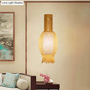 Contemporary bamboo golden wall light fixture – bedroom woven lantern
