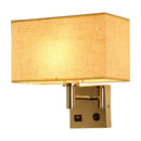 Contemporary beige fabric wall lamp – bedroom light with usb port