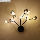 Contemporary black finish branching wall lamp living room 9 light