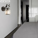Contemporary black & gold bird wall lamp bedroom crystal e12 e14 light