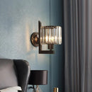 Contemporary black & gold crystal drum wall lamp bedroom lighting