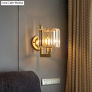 Contemporary black & gold crystal drum wall lamp bedroom lighting