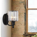 Contemporary black & gold crystal rectangle wall sconce bedroom light