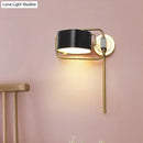 Contemporary black & gold drum wall sconce bedroom led light