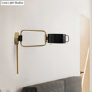 Contemporary black & gold drum wall sconce bedroom led light