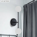 Contemporary black & gold dual ball wall lamp bedroom fixture