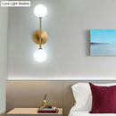 Contemporary black & gold dual ball wall lamp bedroom fixture