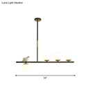 Contemporary black & gold linear branch dining room island lamp