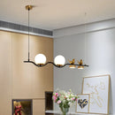 Contemporary black & gold linear branch dining room island lamp