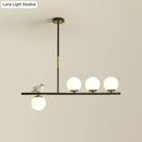 Contemporary black & gold linear branch dining room island lamp