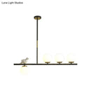 Contemporary black & gold linear branch dining room island lamp