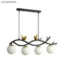 Contemporary black & gold linear branch dining room island lamp