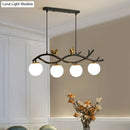 Contemporary black & gold linear branch dining room island lamp