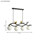 Contemporary black & gold linear branch dining room island lamp