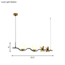 Contemporary black & gold linear branch dining room island lamp