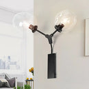 Contemporary black & gold wall sconce bedroom clear glass shade