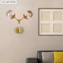 Contemporary black & gold wall sconce bedroom clear glass shade