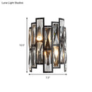 DecorBites™ Contemporary Black Half Cylinder Wall Lamp with Clear Crystal Blocks - 2 Lights Wall Mount