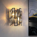 DecorBites™ Contemporary Black Half Cylinder Wall Lamp with Clear Crystal Blocks - 2 Lights Wall Mount