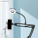 Contemporary black metal ring vanity desk lamp with adjustable arm