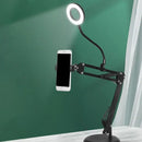 Contemporary black metal ring vanity desk lamp with adjustable arm