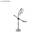 Contemporary black round shaped metal vanity light bedroom phone stand