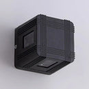 Contemporary black solar lantern outdoor wall light with white warm lighting