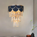 DecorBites™ Contemporary Black Tiered Crystal Wall Sconce with 3 Heads - Stylish Living Room Lighting Idea