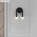 DecorBites™ Contemporary U-Shaped 2-Light Black Wall Mounted Lighting with Opal Glass Shade