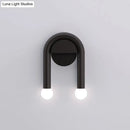 DecorBites™ Contemporary U-Shaped 2-Light Black Wall Mounted Lighting with Opal Glass Shade