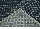 Contemporary Blue, Charcoal and Ivory Hand carved Geometrical Design Hand knotted wool Area Rug