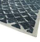 Contemporary Blue, Charcoal and Ivory Hand carved Geometrical Design Hand knotted wool Area Rug
