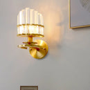 Contemporary brass and clear crystal wall lamp bedroom sconce
