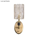 DecorBites™ Brass Bedside Wall Sconce with Clear Crystal Shade - Contemporary Style
