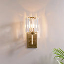 Contemporary brass crystal wall sconce bedroom light