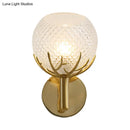 Contemporary brass frosted lattice glass wall lamp bedroom sconce