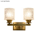 Contemporary brass lattice glass wall light corridor direct wired electric