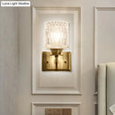 Contemporary brass lattice glass wall light corridor direct wired electric