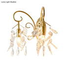 Contemporary brass teardrop crystal wall mount light for bedroom