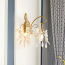 Contemporary brass teardrop crystal wall mount light for bedroom