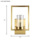Contemporary brass wall light clear glass cylinder bedroom light fixture