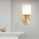 Contemporary brass wall mounted light fixture living room frosted glass