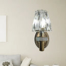 Contemporary bronze crystal wall sconce light bedroom glass shade