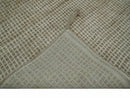 Contemporary Camel and Ivory Geometrical Square Design Hand Knotted 6.7x9.8 Wool Area Rug
