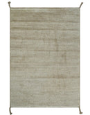 Contemporary Camel and Ivory Geometrical Square Design Hand Knotted 6.7x9.8 Wool Area Rug