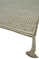 Contemporary Camel and Ivory Geometrical Square Design Hand Knotted 6.7x9.8 Wool Area Rug