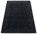 Contemporary Charcoal Gabbeh Border Hand Loomed Wool Area Rug